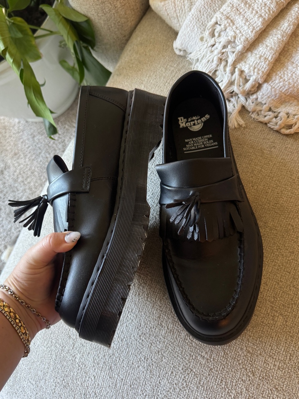 Dr. Martens Black Tassel Kiltie Platform Loafers